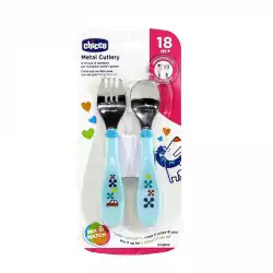 Chicco Metal Cutlery Blue Fork and Spoon |Veela Beauty