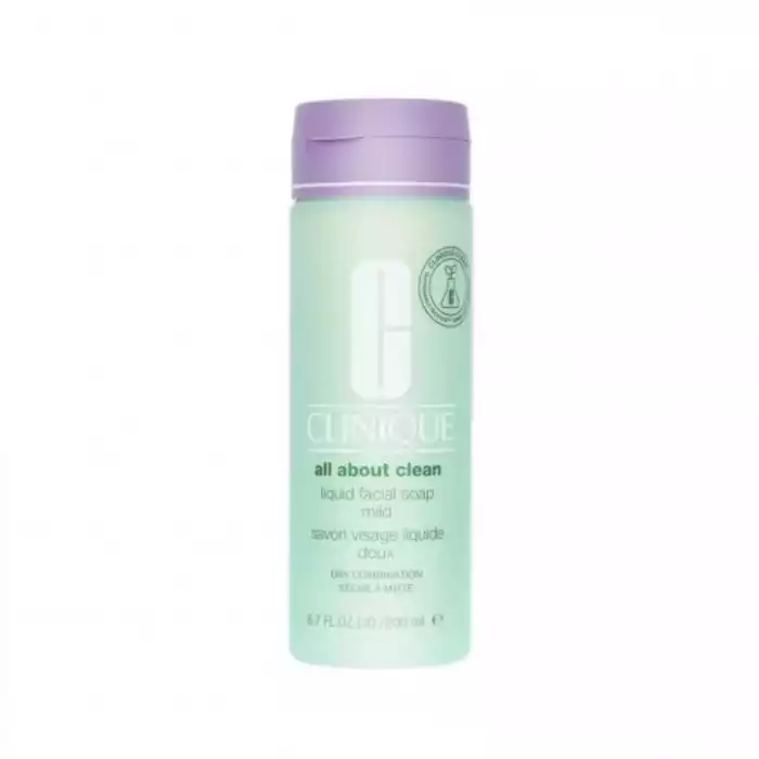 Clinique Liquid Facial Soap Mild is a dermatologist-developed liquid soap that cleanses dry combination skin gently, yet thoroughly. The delicate formula removes dirt and debris from the skin, all ... | Veela Beauty Clinique Liquid Facial Soap Mild is a
