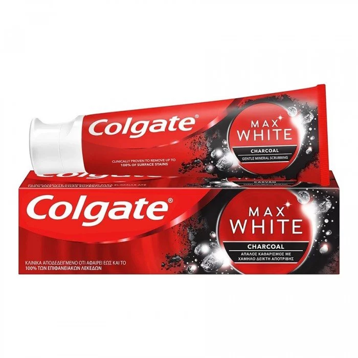 Let Colgate Max White Charcoal whitening toothpaste and its