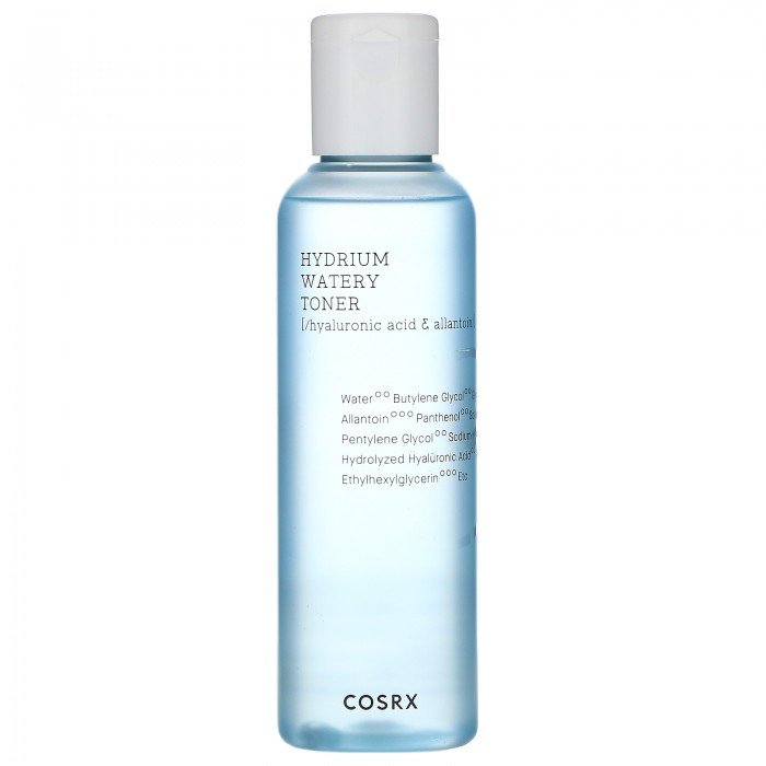 Cosrx Hydrium Watery Toner 150Ml Moisturizing moisture toner that contains six levels of hyaluronic acid,
D-panthenol, and