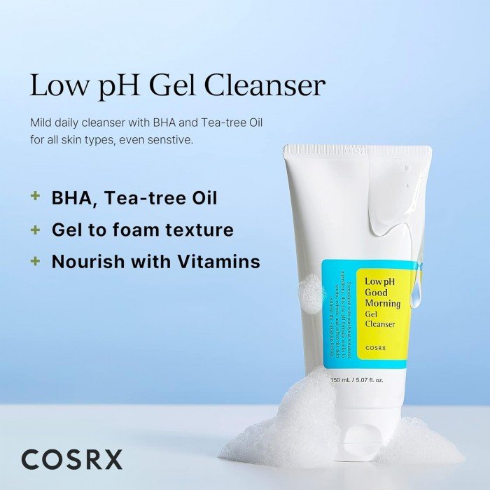 Cosrx Low Ph Good Morning Gel Cleanser, 50Ml clears all skin types delicately but deeply, casting away all sorts of daily