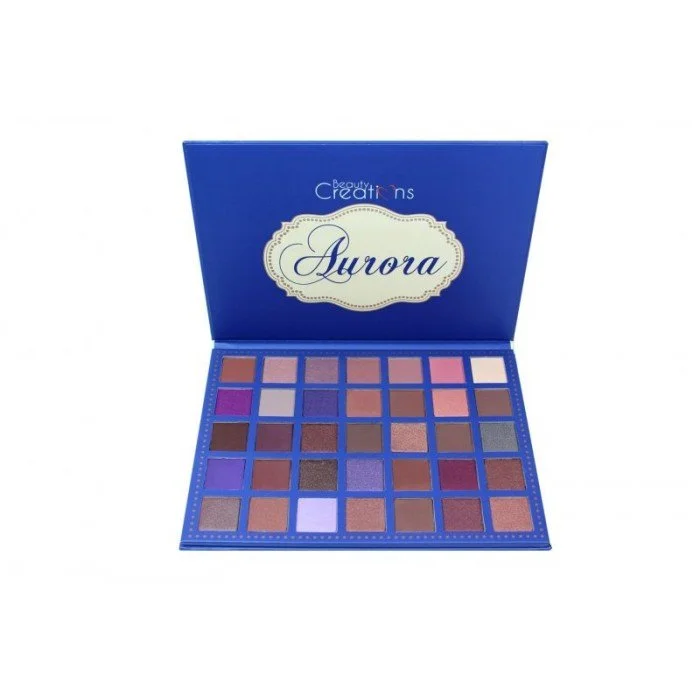 Comes with 35 beautiful matte and shimmer shades to enhance your natural beauty. Very pigmented shadows to create a neutral and smokey eye looks. | Veela Beauty Beauty Creations Aurora Eyeshadow Pro Palette,has a soft