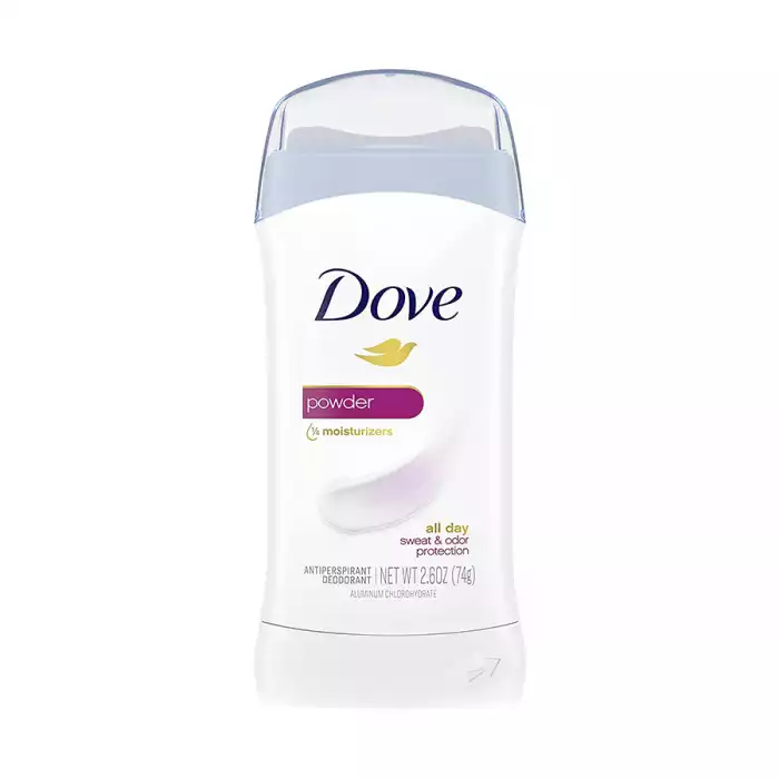 • All day protection from sweat & odor • Stick glides on easily • Gorgeous baby powder scent • 0% (ethanol) alcohol formula helps reduce skin irritation • Contains Dove’s ¼ moisturizers for great underarm care • Soft as | Veela Beauty • All day protection from sweat & odor | فييلا