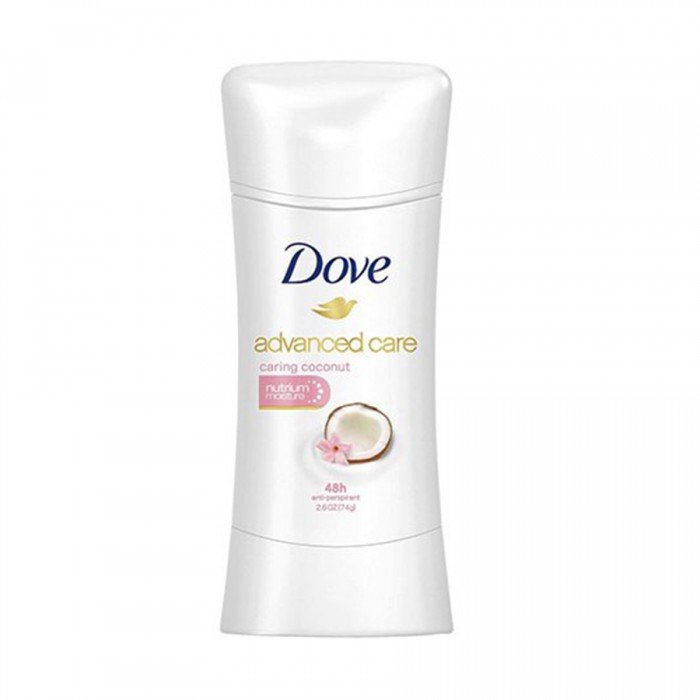 Dove Advanced Care Antiperspirant Deodorant caring coconut 2.6 Oz. Its delicious yet delicate coconut scent is matched with a gentle 0% alcohol (ethanol) formula for soft, smooth underarm skin that stays dry and fresh th | Veela Beauty Dove Advanced Care Antiperspirant Deodorant caring coconut