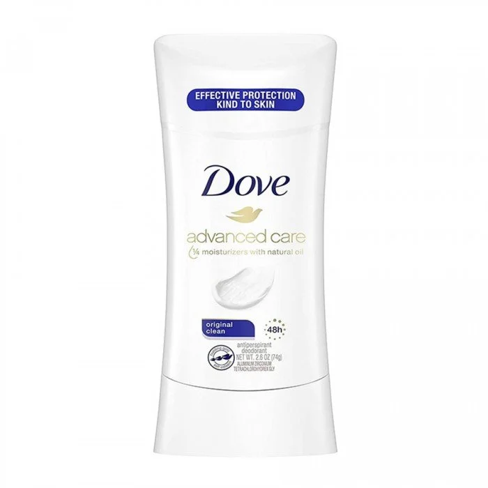Dove Advanced Care Antiperspirant Deodorant Original Clean 2.6 oz, up to 48 hours of antiperspirant protection. Contains Dove NutriumMoisture and ¼ moisturizers for underarm care. Protects against underarm wetness and od | Veela Beauty Dove Advanced Care Antiperspirant Deodorant Original Clean