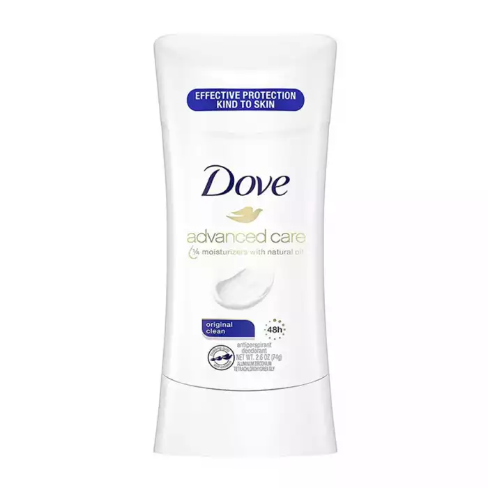 Dove Advanced Care Antiperspirant Deodorant Original Clean 2.6 oz, up to 48 hours of antiperspirant protection. Contains Dove NutriumMoisture and ¼ moisturizers for underarm care. Protects against underarm wetness and od | Veela Beauty Dove Advanced Care Antiperspirant Deodorant Original Clean