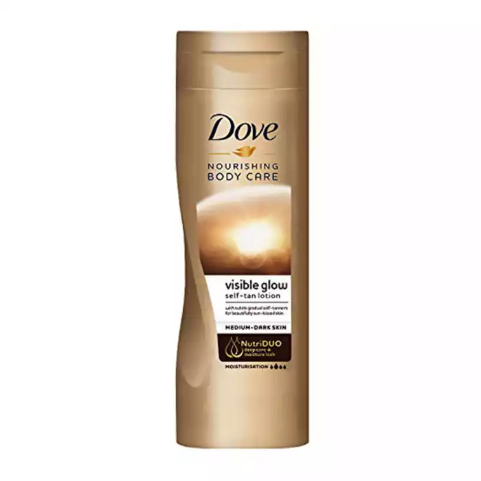 Dove Visible Glow Nourishing Tanning Lotion contains subtle self-tanners to add a glow to your skin. The self-tanners gradual build enhancing your natural skin colour, achieve that summer glow all year round. The gradua | Veela Beauty Dove Visible Glow Nourishing Tanning Lotion contains subtle