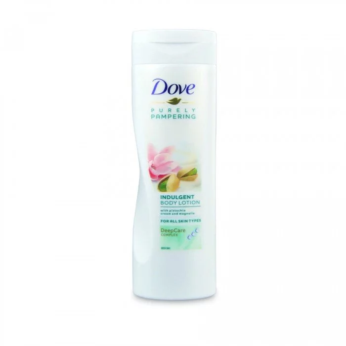 Dove body lotion Pistachio & Magnolia 250 ml - With a soothing scent and a light soft feel, Dove purely pampering nourishing body lotion moisturizes the skin whilst also offering you a luxurious experience. - Pistachio | Veela Beauty Dove body lotion Pistachio & Magnolia 250 ml | فييلا