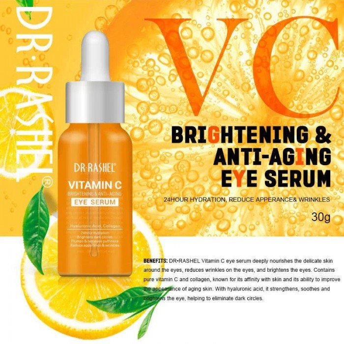 Dr  Rashel Vitamin C Eye Brightening Anti-Aging Serum Moisturizes 24 hours Removes dark circles Multicolour 30ml Enhance your