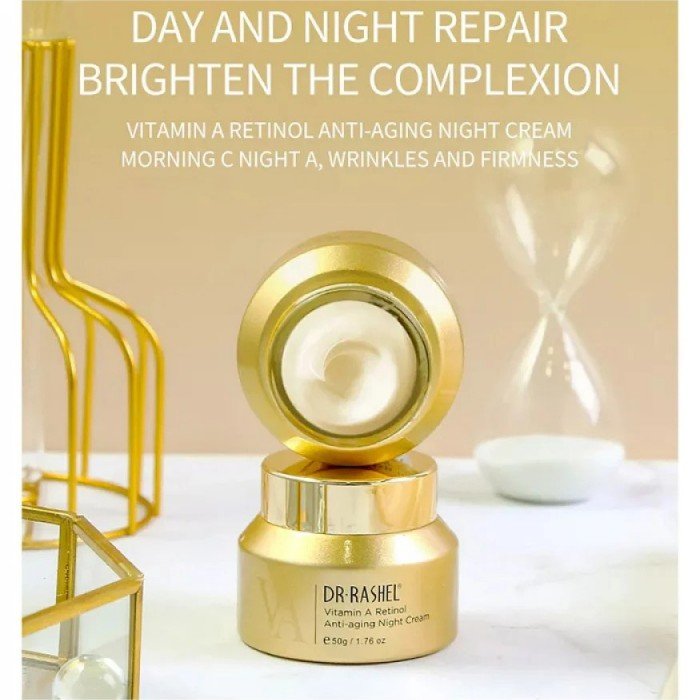 Dr Rashel Vitamin A Retinol Anti Aging Night Cream 50G
Anti-Aging Night Cream
Benefits:Excellent Moisturizer: Provides deep