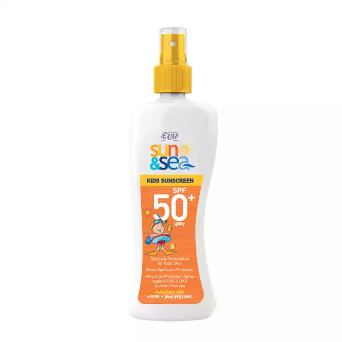 Eva Sun & Sea Sun Screen Spray For Kids SPF 50 200ml
Sunscreen Moisturizer
Designed for childrens sensitive skin
It is characterized by its light formula
It is quickly absorbed
It is water-resistant
Provides UVA and UV | Veela Beauty Eva Sun & Sea Sun Screen Spray For Kids SPF 50