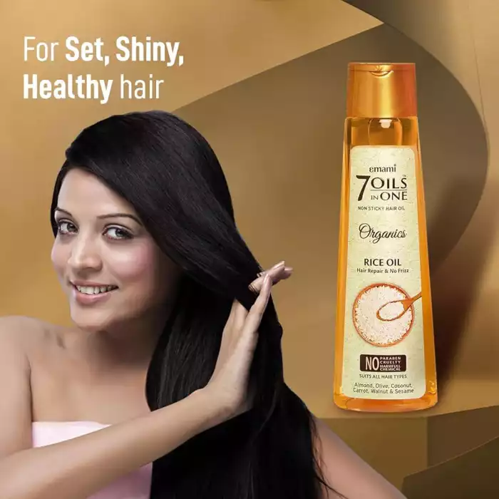 Emami 7 Oils in One Organics Rice Hair Oil is a specially Emami 7 Oils in One Organics Rice Hair Oil is a specially