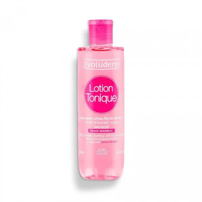 Evoluderm Toning Lotion for Sensitive Skin subtly perfumed with Rose floral water which is recognized for its soothing properties. Its formula is combined with moisturizing effects of Glycerine which sweeps away remainin | Veela Beauty Evoluderm Toning Lotion for Sensitive Skin subtly perfumed