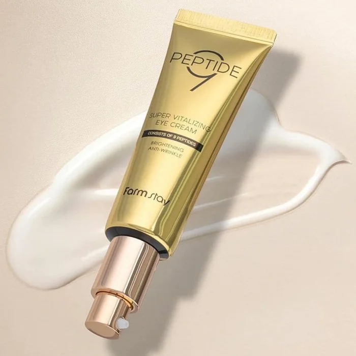 Rejuvenating eye cream with peptide complex FarmStay Peptide 9 Super Vitalizing Eye Cream brightens, reduces the severity and depth of wrinkles, smoothes skin creases, maintains optimal moisture levels, and eliminates d | Veela Beauty Rejuvenating eye cream with peptide complex FarmStay