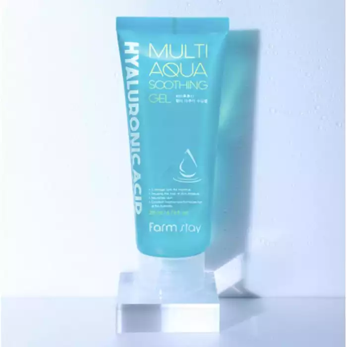Farm Stay Hyaluronic Acid Multi Aqua Soothing Gel 200Ml جل هيالورونيك خفيف الوزن يعمل