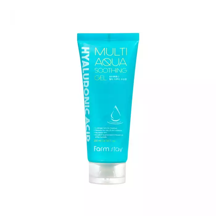 Farm Stay Hyaluronic Acid Multi Aqua Soothing Gel 200Ml جل هيالورونيك خفيف الوزن يعمل