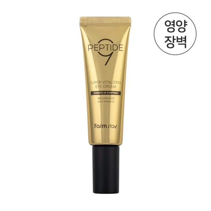 Rejuvenating eye cream with peptide complex FarmStay Peptide 9 Super Vitalizing Eye Cream brightens, reduces the severity and depth of wrinkles, smoothes skin creases, maintains optimal moisture levels, and eliminates d | Veela Beauty Rejuvenating eye cream with peptide complex FarmStay
