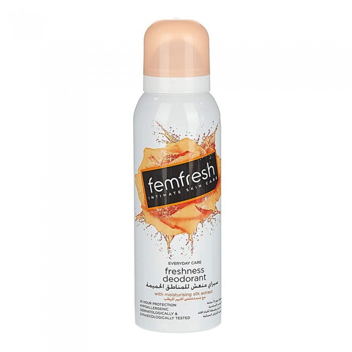 Femfresh Deodorant Spray is a talc-free formula that contains zinc oxide, known for its skin-protective properties. Femfresh Deodorant Spray is hypoallergenic, dermatologically, and gynaecologically tested and is suitabl | Veela Beauty Femfresh Deodorant Spray is a talc-free formula that contains zinc oxide, known for its skin-protective properties. Femfresh Deodorant Spray is hypoallergenic, dermatologically, and gynaecologically tested and is suitabl | Veela Beauty