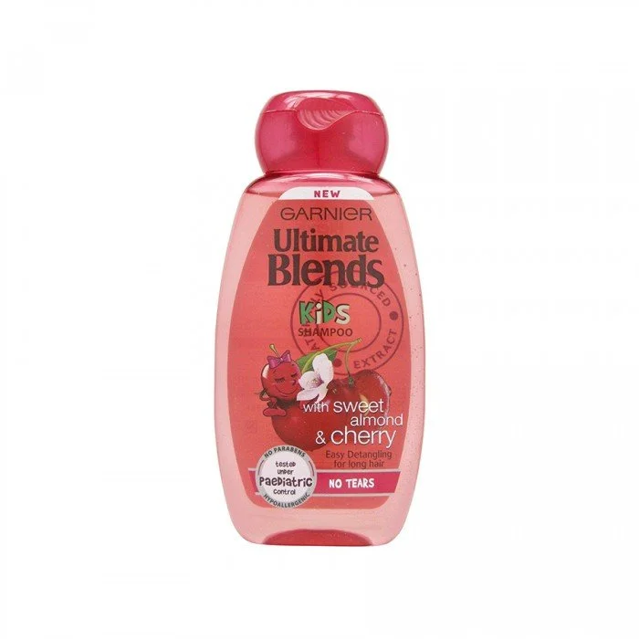 Kids Shampoo blended with natural ingredients extract of Cherry & Sweet Almond - leaves hair smelling fresh & fruits Garnier Ultimate Blends Kids Shampoo for delicate hair. Our 2in1 Kids Shampoo gently cleanses and deta | Veela Beauty Kids Shampoo blended with natural ingredients extract of