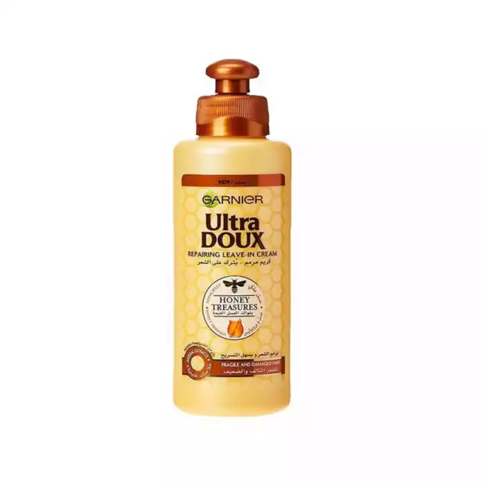 جارنيه GARNIER ULTRA DOUX كريم مرمم بالعسل الشعر التالف والضعيف 200 مل شركاء Grainer Ultra Douc: يقوم بإصلاح غذاء ملكات النحل المعروف بخصائصه المقوية ، والعكبر الواقي وهو مادة مانعة للتسرب طبيعية مصنوعة من النحل وعسل مغذ | فييلا بيوتي جارنيه GARNIER ULTRA DOUX كريم مرمم