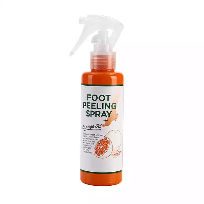 Generic Foot Peeling Spray 110ml Orange Foot Exfoliating Oil Moisturizing Nourishes and removes dead skin from feet in seconds. Natural orange essence for pedicure, hand cosmetics, moisturizing, nourishing, exfoliating. | Veela Beauty Generic Foot Peeling Spray 110ml | فييلا بيوتي