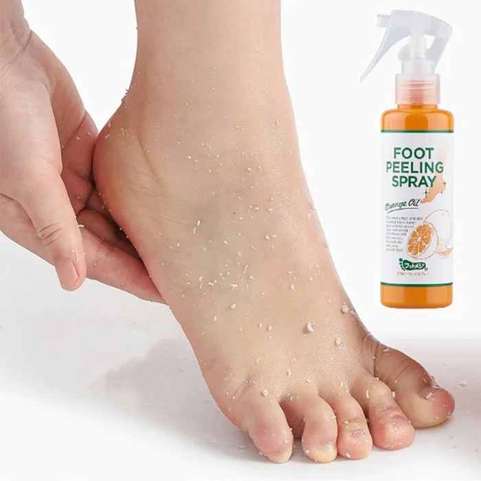 Generic Foot Peeling Spray 110ml Orange Foot Exfoliating Oil Moisturizing Nourishes and removes dead skin from feet in seconds. Natural orange essence for pedicure, hand cosmetics, moisturizing, nourishing, exfoliating. | Veela Beauty Generic Foot Peeling Spray 110ml | فييلا بيوتي