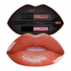 Huda beauty lip gloss contour and lip gloss set orange | فييلا بيوتي