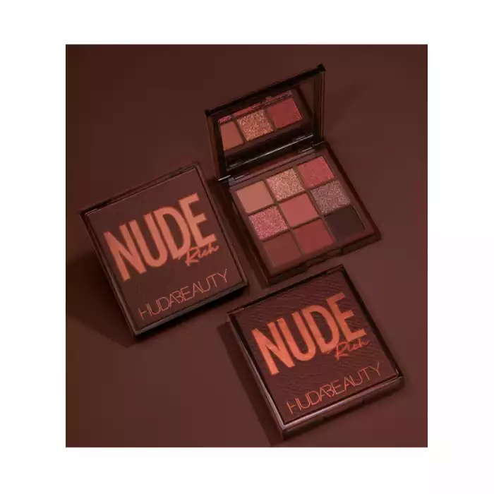 Huda Beauty Rich Nude Obsessions Eyeshadow Palette -A mini eyeshadow palette featuring nine variations of the sexiest nude shades designed to be worn by everyone. -Created to suit every skin tone and eye color, each p | Veela Beauty Huda Beauty Rich Nude Obsessions Eyeshadow Palette,Is easy