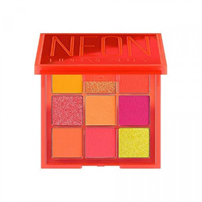 A Range of neon pressed pigment palettes, inspired by Hudas obssessions for neon colors, offering versatile looks from subtle to vivid and colorful | Veela Beauty Huda Beauty Neon Orange Obsessions Eyeshadow Palette,Is