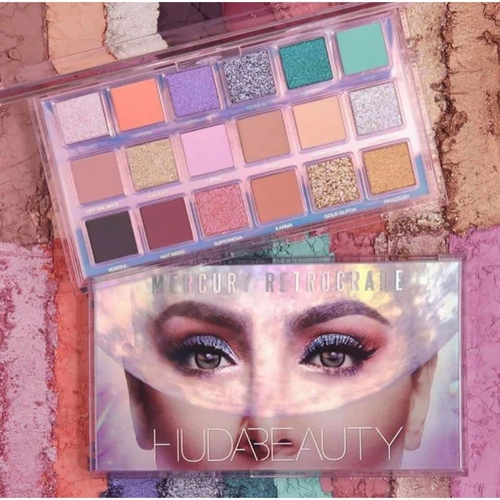 Huda Beauty Mercury Retrograde Eyeshadow Palette -This carefully crafted palette contains a multitude of easy-to-blend ingredients from subtle copper and pink tones and golden brick tones with undertones purple and blu | Veela Beauty Huda Beauty Mercury Retrograde Eyeshadow Palette,Is easy to