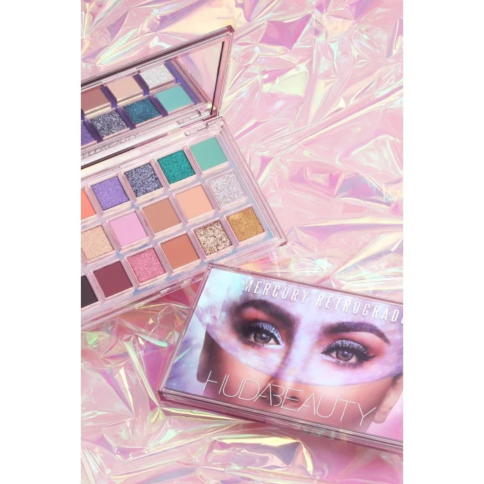 Huda Beauty Mercury Retrograde Eyeshadow Palette -This carefully crafted palette contains a multitude of easy-to-blend ingredients from subtle copper and pink tones and golden brick tones with undertones purple and blu | Veela Beauty Huda Beauty Mercury Retrograde Eyeshadow Palette,Is easy to