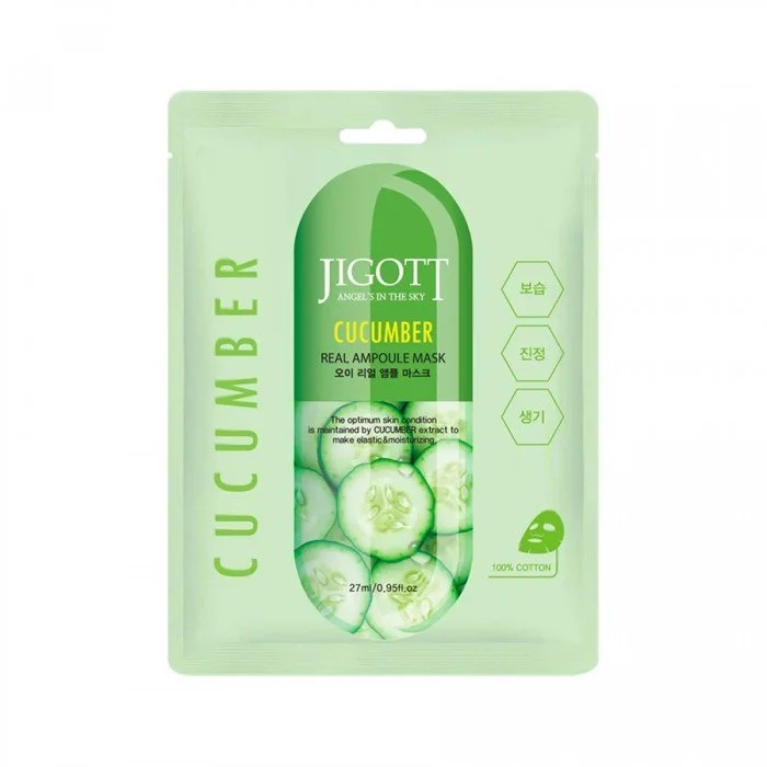 Jigott Cucumber Real Ampoule Mask 27ml About the Product:Revitalize and refresh your skin with the Jigott Cucumber Real Ampoule Jigott Cucumber Real Ampoule Mask 27ml About the Product:Revitalize and refresh your skin with the Jigott Cucumber Real Ampoule