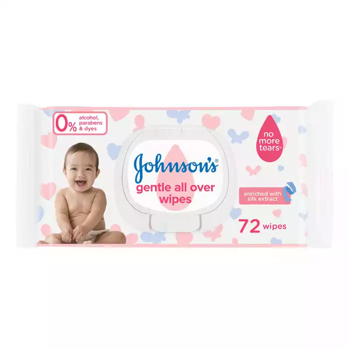 Johnsons Gentle All Over Baby Wipes 72 Wipes
Enriched with silk extract.
Glides away 3x more mess for silky smooth skin.
Gently & effectively cleanses delicate baby skin.
Leaves skin soft and feeling healthy. | Veela Beauty Johnsons Gentle All Over Baby Wipes 72 Wipes
Enriched with