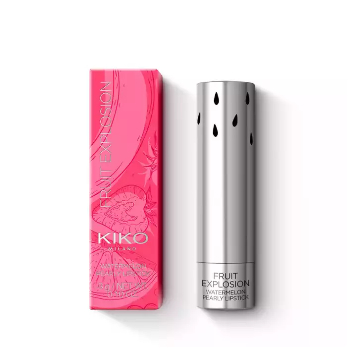 Watermelon lipstick with pearly effect. High pigmentation. Perfecting your summer make-up with a smile with an irresistible pearly finish: what elegance! It’s special because: - Its innovative formula contains a high per | Veela Beauty Watermelon lipstick with pearly effect | فييلا
