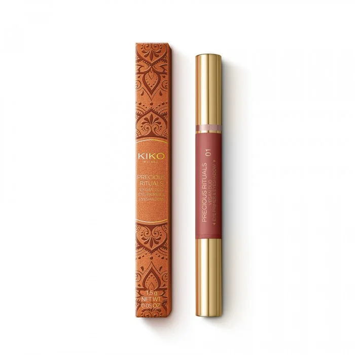 kiko Precious Rituals Vegan Duo Primer & Eyeshadow 01 Eye duo stick: primer and metallic eyeshadow. Ideal for: improving your eyeshadow’s hold and brightening your eyes with magnificent shades of pure, brilliant colour. | Veela Beauty kiko Precious Rituals Vegan Duo Primer & Eyeshadow 01 |