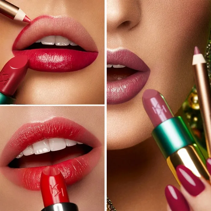 Perfect lip kit featuring a creamy, opaque lipstick, a long-lasting lip liner and a pochette to create a complete look wherever you want. The kit contains: - N. 1 Gossamer Emotion Creamy Lipstick in a limited 2020 ho | Veela Beauty Perfect lip kit featuring a creamy, opaque lipstick, a