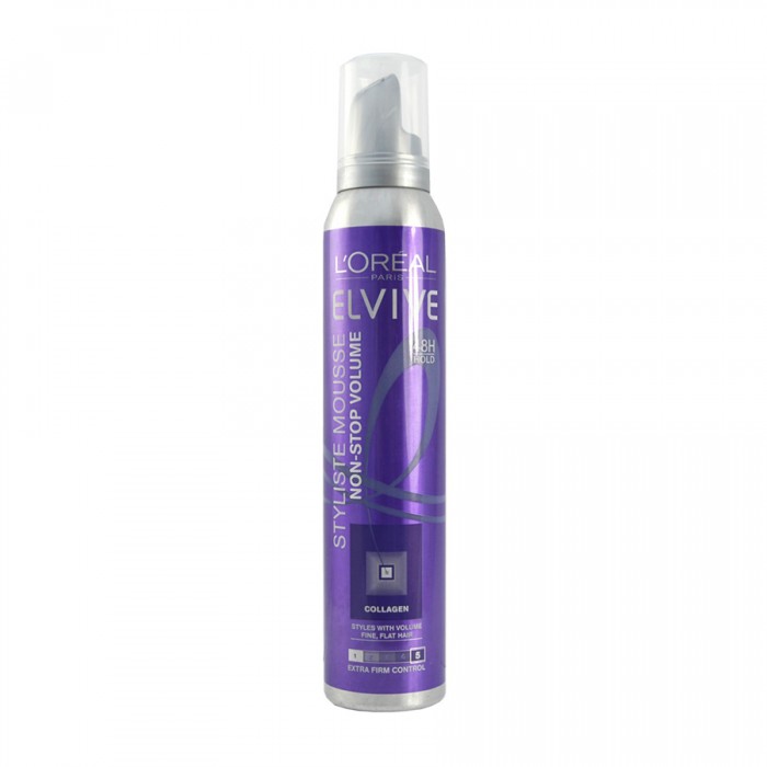 LOreal Elvive Non-stop Volume Style Mousse 200ml 48 hours Hold Non-Stop Volume 200 ml LOreal Elvive Styliste Mousse Non-Stop Volume Extra Firm Control contains Expansyl that uniquely boosts your hair’s volume and hold | Veela Beauty LOreal Elvive Non-stop Volume Style Mousse 200ml
48 hours Hold Non-Stop Volume 200 ml LOreal Elvive Styliste Mousse Non-Stop Volume Extra Firm Control contains Expansyl that uniquely boosts your hair’s volume and holds it for up to 48 hours | Veela Beau