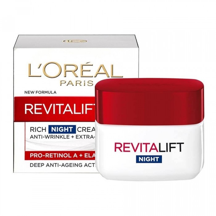 LOreal Paris Revitalift Anti Wrinkle Night Cream 50ml
Enriched with anti-ageing elements that reduce fine lines and wrinkles.
Boosts skins firmness, youthfulness, radiance and enhances the skin regeneration process ove | Veela Beauty LOreal Paris Revitalift Anti Wrinkle Night Cream 50ml
Enriched with anti-ageing elements that reduce fine lines and wrinkles Face Creams | Veela Beauty