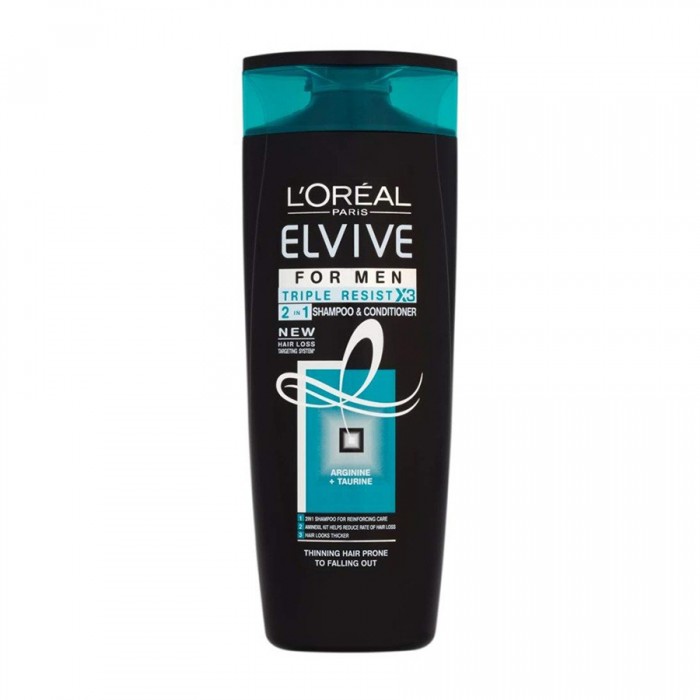 LOreal Elvive For Men Triple Resist 2 in1 Shampoo & Conditioner 400ml
Hair strengthening and reinforcing system for men.
2 in 1 shampoo for reinforcing care.
Strengthens hair and makes the appearance look thicker.
Amine | Veela Beauty LOreal Elvive For Men Triple Resist 2 in1 Shampoo & Conditioner 400ml
Hair strengthening and reinforcing system for men Mens Valley | Veela Beauty