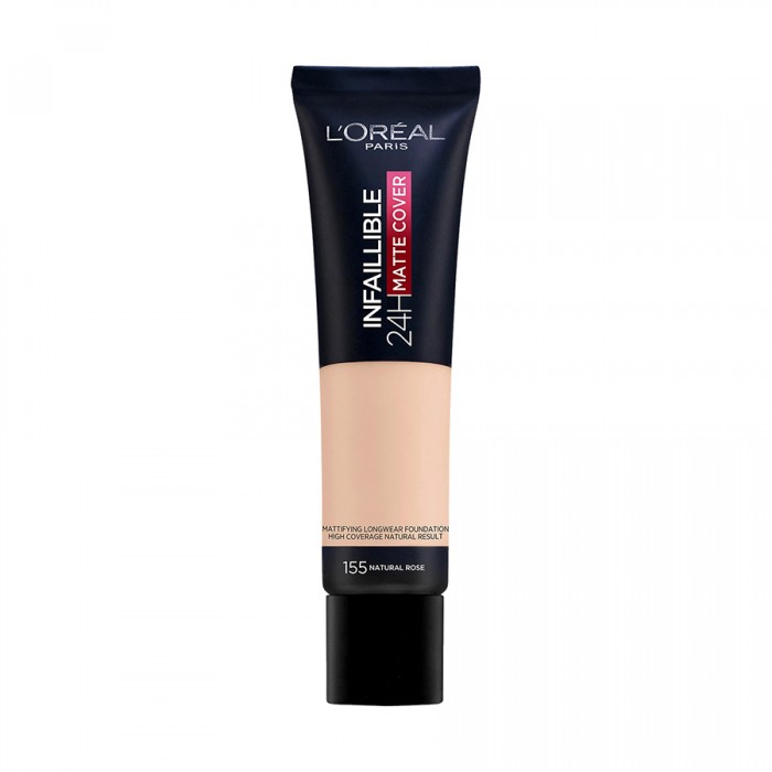 LOréal Paris Infallible Matte Cover 155 Natural Rose
Maximum matte coverage that lasts all day.
24hr shine control.
Gives a super natural look.
Water-proof and sweat proof. | Veela Beauty LOréal Paris Infallible Matte Cover 155 Natural Rose
Maximum matte coverage that lasts all day | Veela Beauty