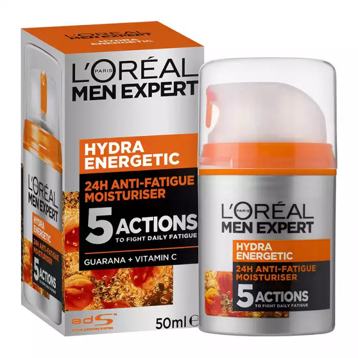 LOreal Men Expert Hydra Energetic Daily Moisturiser 50ml
Pot delivers 24HR hydration and helps protect from dryness. Suitable for normal, dry or sensitive skin.
Constantly attacked by external aggressions, skin can beco | Veela Beauty LOreal Men Expert Hydra Energetic Daily Moisturiser