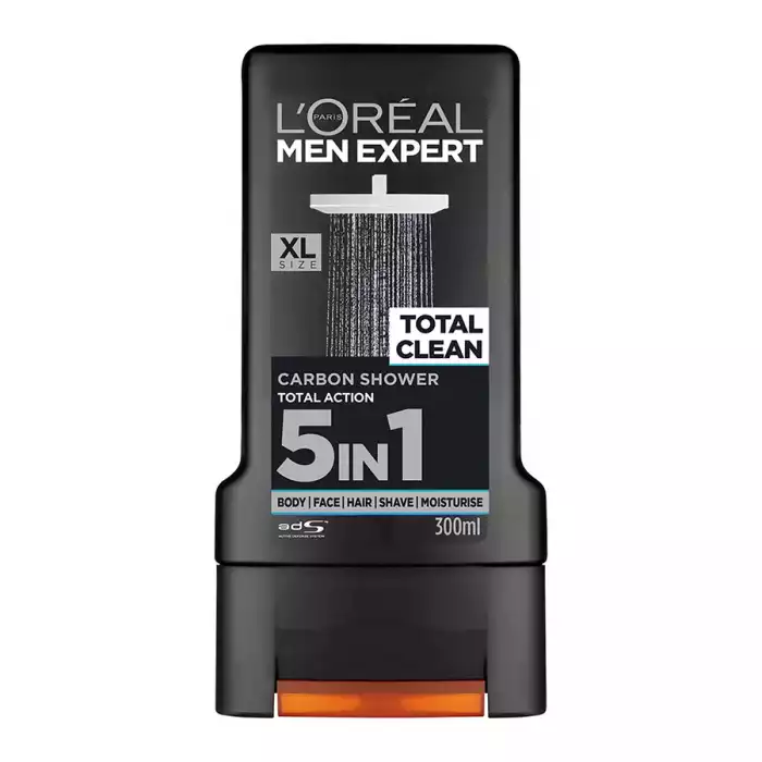 LOreal Men Expert Total Clean Shower Gel 5 in1 300ml
1st men Expert shower gel powered by carbon for 5 in 1 Total action
Face, body, hair, shave and moisturize all in one feel totally clean as the carbon acts as a super | Veela Beauty LOreal Men Expert Total Clean Shower Gel 5 in1 300ml
1st