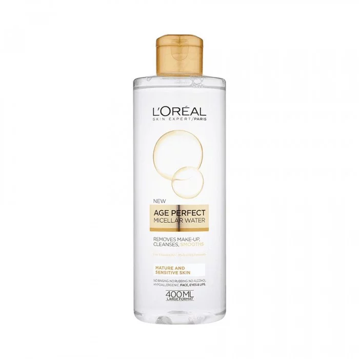 LOreal Paris Age Perfect Micellar Water For Mature & Senstive Skin 400ml
Formulated With A Complex Multi-Functional Formula.
Improve Its Elasticity And Deliver Intensive Moisture.
Infused with subtle scent notes that o | Veela Beauty LOreal Paris Age Perfect Micellar Water For Mature &