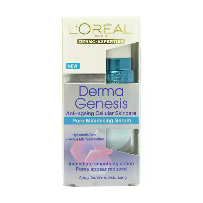 LOreal Paris Derma Genesis Face Serum 15ml
L´Oreal Paris Derma Genesis Concentrated Serum Concentrated skin serum. Water gel enriched with hyaluronic acid. It provides an intense softening effect and a really clear ra | Veela Beauty LOreal Paris Derma Genesis Face Serum 15ml
L´Oreal Paris