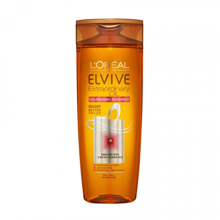 Nourishing Oil Shampoo transforms dry hair into looking and feeling soft, shiny and weightlessly detangled.
Features
Enriched with 6 flower oil extracts.
Benefits
For even more nourishment try Elvive Extraordinary oil on | Veela Beauty Nourishing Oil Shampoo transforms dry hair into looking and