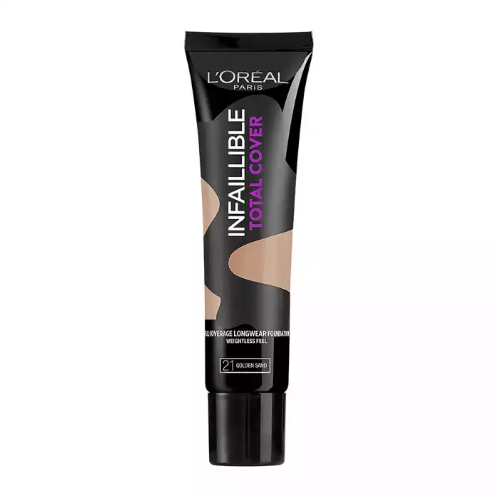 L’Oreal Paris Infaillible Total Cover Foundation 21 Golden Sand 35g
Formulated with a high load of pigment, this full coverage foundation glides on and feels weightless.
Infallible total cover face and body foundation bl | Veela Beauty L’Oreal Paris Infaillible Total Cover Foundation 21