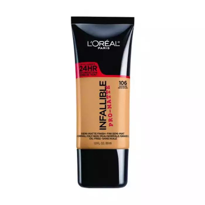 LOreal Paris Infallible Pro Glow Foundation 106 30ml
Lightweight and creamy, this long lasting medium-coverage foundation goes on smooth and finishes with a glow that lasts.
The hydrating foundation with SPF is ideal fo | Veela Beauty LOreal Paris Infallible Pro Glow Foundation 106