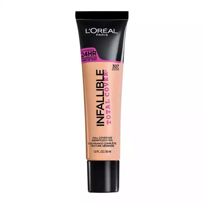 LOreal Paris Infallible Total Cover Foundation 307 30ml
Formulated with a high load of pigment, this full coverage foundation glides on and feels weightless.
Infallible total cover face and body foundation blends instan | Veela Beauty LOreal Paris Infallible Total Cover Foundation 307