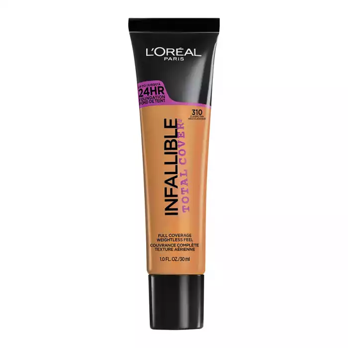 LOreal Paris Infallible Total Cover Foundation 310 30ml
Formulated with a high load of pigment, this full coverage foundation glides on and feels weightless.
Infallible total cover face and body foundation blends instan | Veela Beauty LOreal Paris Infallible Total Cover Foundation 310