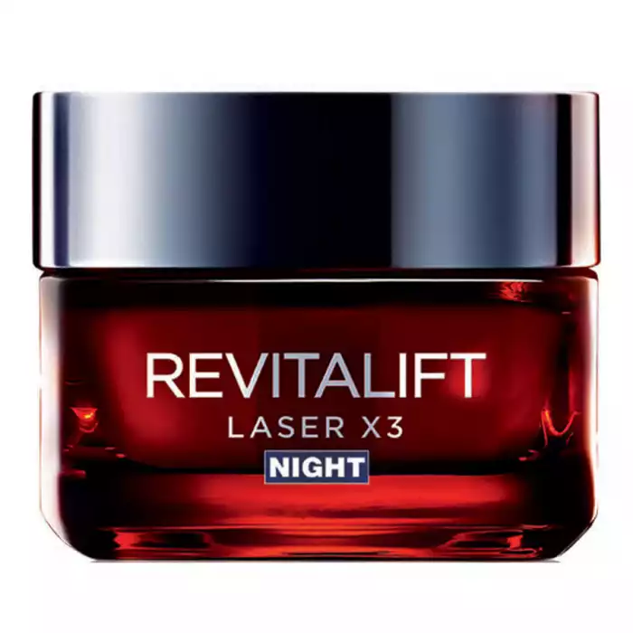 LOreal Paris Revitalift Laser X3 Anti Ageing Night Cream 50mlRefines the skin overnight for a visibly smoother and wrinkle-free look.Stimulates skin, refines skin texture and reduces the skin pores.Delivers moisture | Veela Beauty LOreal Paris Revitalift Laser X3 Anti Ageing Night Cream